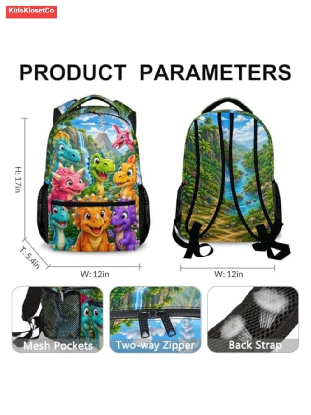 Dinosaur Backpack for Kids Toddlers School Travel Picnic Fun Schoolbag